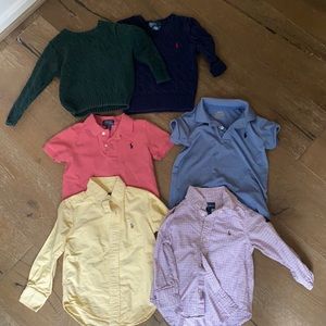2 sweaters, 2 long sleeve, 2 short sleeve polo brand.